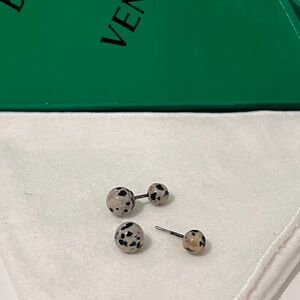 BOTTEGA VENETA Earrings Jasper Studs 18kt Gold Plated Silver NWT Double Sided